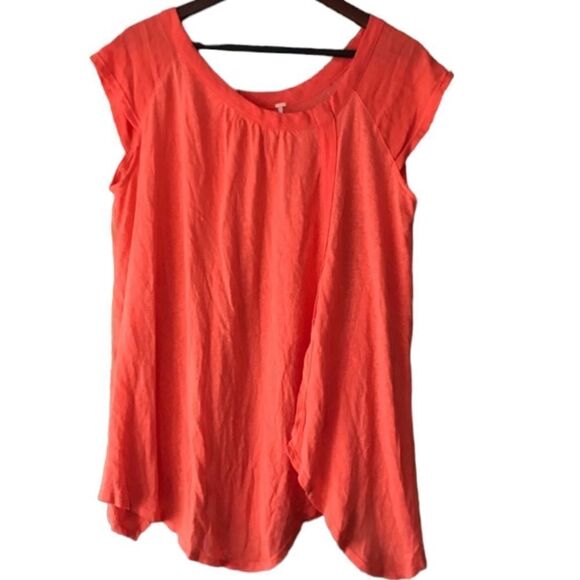 Free People orange crew neck top size small to large nwot - Picture 1 of 9